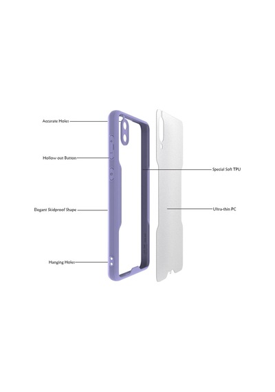 Samsung Galaxy  Uyumlu,  A02 Kılıf Platin Silikon - Lila