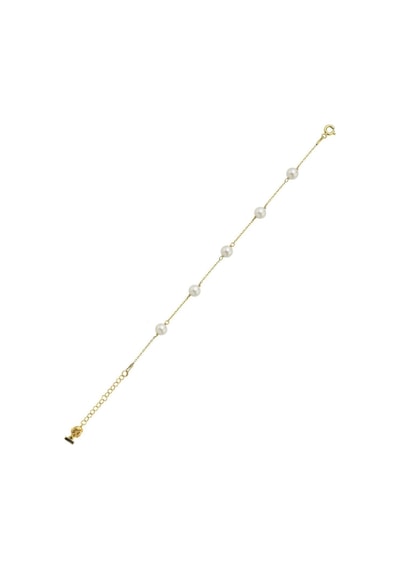 Zincir Doğal İnci Kadın Bileklik 18 Cm / Sarı Gümüş