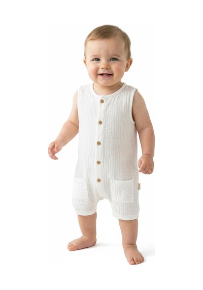 Miababy Müslin Kısa Atlet Tulum ekru