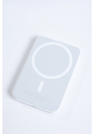 10000 Mah Batarya Kablosuz M-safe Battery Pack Kablosuz Wireless Şarj Powerbank Beyaz