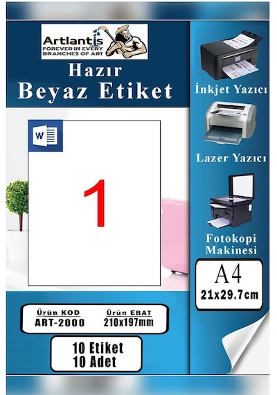 A4 Hazır Etiket 210x297 Mm 10 Sayfa 1 Paket Kendinden Yapışkanlı Fotokopi Lazer İnkjet Kağıdı Yazıcılar İçin Uyumlu