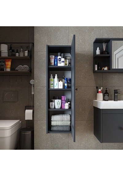Ada Banyo Dolabı Mat Suntalam 110 Cm Banyo Boy Dolabı Antrasit