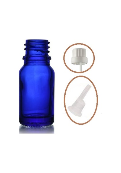 20ml Mavi Cam İçten Damlalıklı Şişe Beyaz Kapak, 24 Adet, Damlalıklı Şişe, Damlatmalı Şişe
