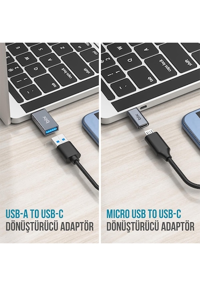 Bix Adp-04 Type-C Micro Usb ve Usb 3.0 Dönüştürücü Adaptör