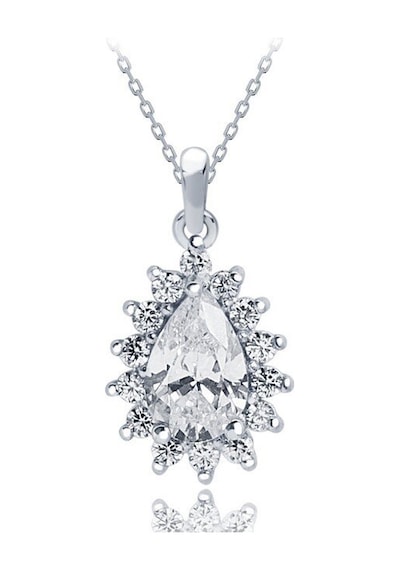 Diamond Line Gülaylar - Beyaz Altın 8 Ayar Damla Taş Kolye