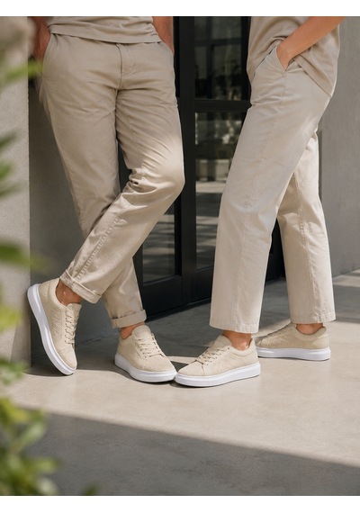 Günlük Rahat Taban Bağcıklı Sneaker Spor Ayakkabı Bej