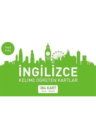 İngilizce Kelime Öğreten Kartlar - Yeşil Kutu - 384 Kart- Mavi Kelebek