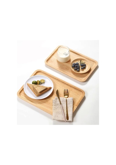 2 Adet Bambu Dikdörtgen Servis Tabağı, Sunum Seti 30x20 Cm Bambu 30 X 20