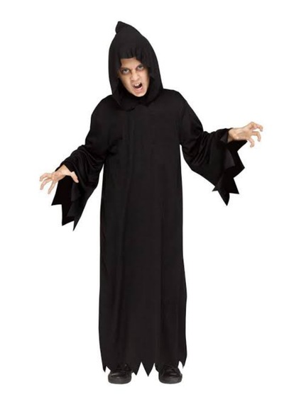 Siyah Hayalet Kostümü - Kız Erkek Çocuk Uyumlu Halloween Kostümü