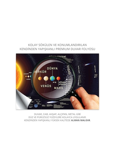 Plustablo Güneş Sistemi Türkçe Eğitici Öğretici Duvar Sticker, Okul Için Güneş Sistemi, Kendinden Yapışkanl Diğer