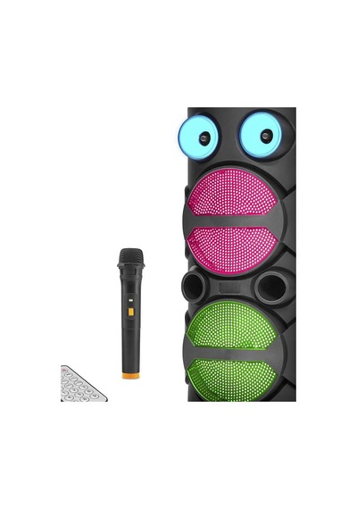 Bluetooth Hoparlör Fm Radyo 2x8 Inç Usb Tf Aux Rgb Mikrofonlu Kumandalı - Siyah Jbr8809 Evimdeyokyok