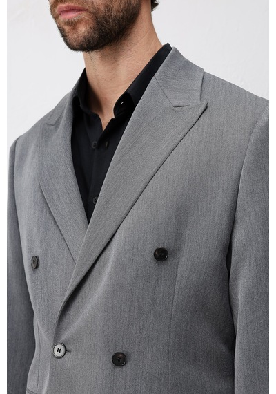 Antioch Relax Fit Kruvaze Erkek Blazer Ceket Gri