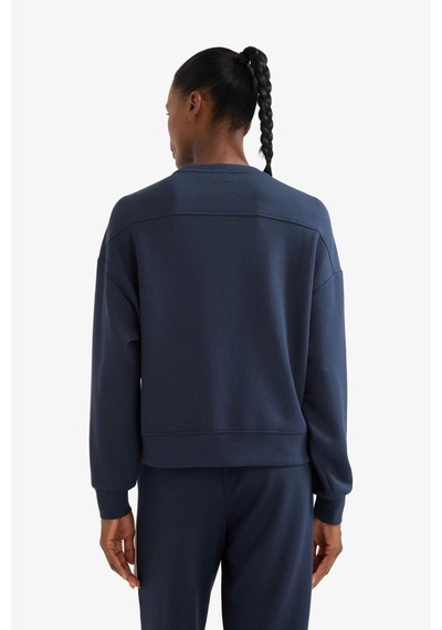 Defacto Defactofit Oversize Geniş Kalıp Bisiklet Yaka Modal Sporcu Sweatshirt E8954ax25aunv165 Lacivert