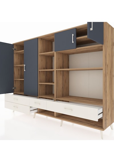 Hyperion Dolap 12 Raflı 4 Çekmeceli 4 Kapaklı 220x44x163 Çam-antr Çam-antrasit/aytaşı Hyperion Dolap 12 Raflı 4 Çekmeceli 4 Kapaklı 220x44x163 Çam-antr Çam-antrasit/aytaşı