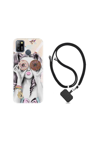 Infinix Smart 5 Kılıf Boyun Askılı Donut Girl 1408
