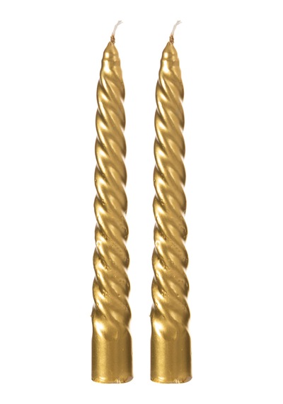 Mudo Home 2li Burgulu Şamdan Mum Gold 18cm 6355028