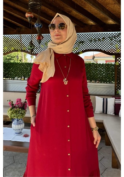 Süreyya Gömlek Elbise Kırmızı