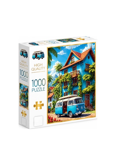 1000 Parça Mavi Karavan Puzzle 48 X 68 Cm Yüksek Baskı Kaliteli Eğlenceli Puzzle