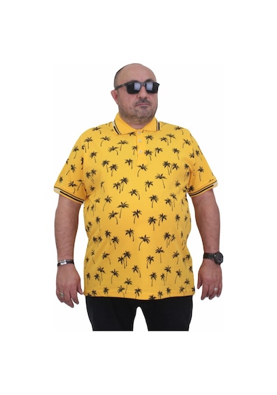 Starbattal Erkek Büyük Beden Polo Yaka Tişört Palm 24460 Sarı-Sarı