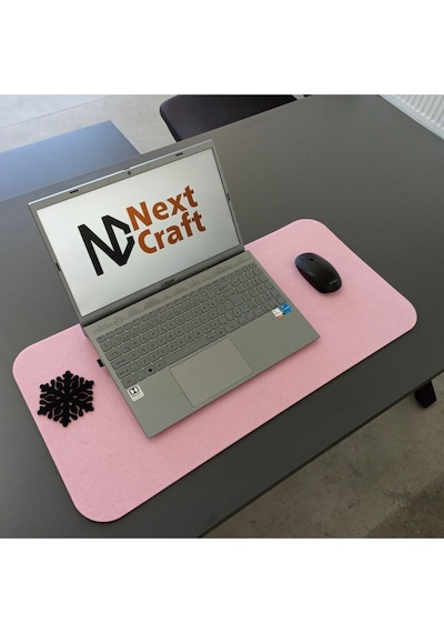 Keçe Bilgisayar Mouse Pedi Masa Üstü Düzenleyici Mat 70x32 Cm Pembe Açık