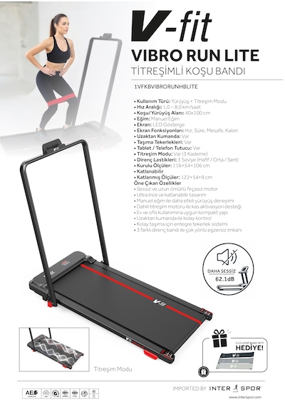 Voit Vibro Run Lite Titreşim Modlu Loop Bant Seti Hediyeli Katlanabilir Koşu Ve Yürüyüş Bandı 8 Km/h Brushless Motor