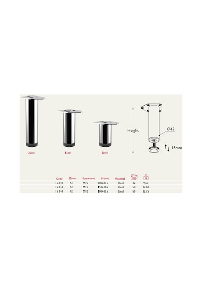 Gürçayhırdavat Metal Mobilya Ayağı 42Mm Krom