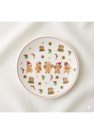 Lebron 6 Parça Gingerbread Temalı Pasta Tabağı Seti 16 Cm Çok renkli