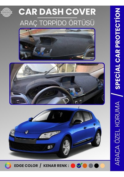 Renault Megane 3 Navigasyonlu Buyuk Ekranlı 2008-2015 Torpido Örtüsü Ön Göğüs Torpido Koruma - 422 Stiloto
