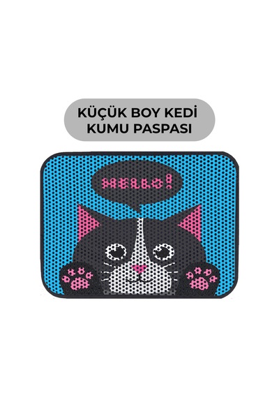Renkli Desenli Elekli Kedi Tuvalet Önü Paspası 45 X 60 Cm Küçük Mavi - 834019295