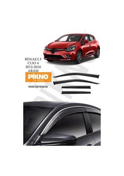 Renault Clio 4 2012-2018 Kromlu Cam Rüzgarlığı 4'lü Set A+ Plus