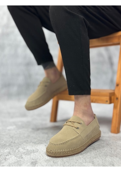 Ba0358 Boa Doğal Deri Tozu Bağcıklı Kauçuk El Yapımı Espadril Taban Bej Renk Erkek Ayakkabı Bej Ba0358 Boa Doğal Deri Tozu Bağcıklı Kauçuk El Yapımı Espadril Taban Bej Renk Erkek Ayakkabı Bej