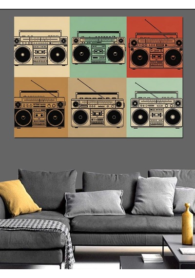 Retro Kasetçalar Radyolar Koleksiyonu Dekoratif Kanvas - Mdf Ahşap Tablo
