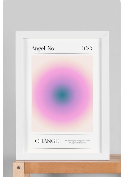 Angel No 555 Change Çerçeveli Tablo Melek Sayıları Değişim Aura Enerji Renkleri