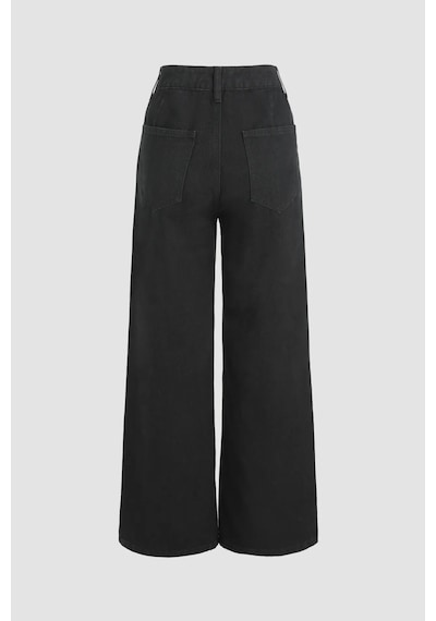 Hiccup Yüksek Bel Wide Leg Kot Pantolon Siyah