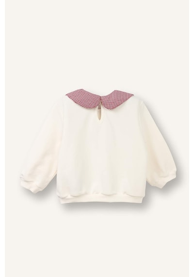 Defacto Regular Fıt Büyük Yaka Floral Kalın Sweatshirt Kumaşı Sweatshirt Kız Bebek G8154a526sper99 Ekru-er99