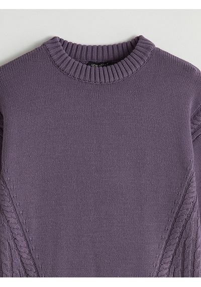 Lcw Modest Mor Bisiklet Yaka Kendinden Desenli Kadın Triko Tunik Lcw Modest Mor Bisiklet Yaka Kendinden Desenli Kadın Triko Tunik