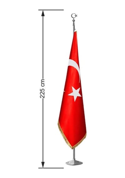 Zc Bayrak Türk Makam Bayrağı Krom Kaplı Direk Ve Simli Bayrak Seti Standart