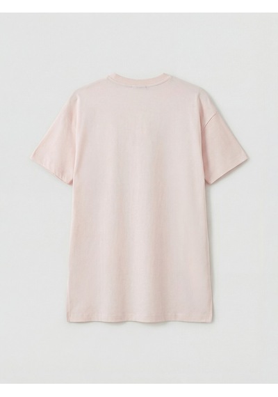 Lcw Modest Pembe Baskılı %100 Pamuklu Kadın Tişört