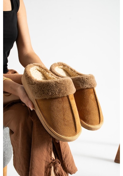 Unisex Peluşlu Ev Terliği Taba