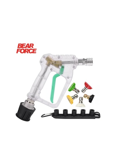 Robeve Bear Force Şeffaf Basınçlı Yıkama Tabancası 5'li Nozzle Set Ve Kemer Klipsi Ile Birlikte Araç Yıkama Tabancası Profesyonel Şeffaf Tasarım Oto Yıkama Tabancası Karcher K Serisi Uyumlu