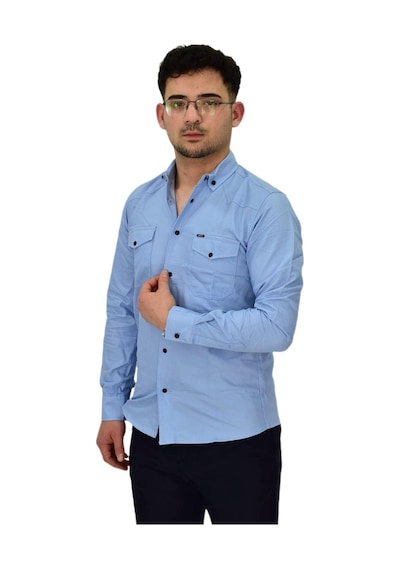 Erkek Spor Likralı Gömlek Bgl-st04343 Mavi