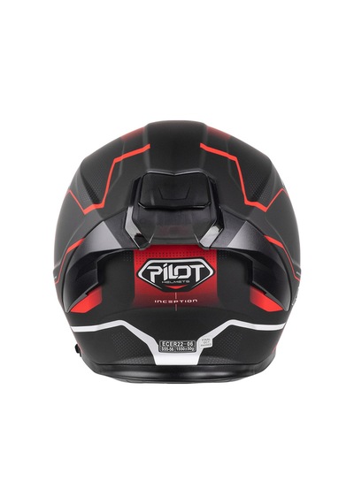 Pilot Alpha Sv Kırmızı Siyah Kapalı Motosiklet Kaskı Siyah