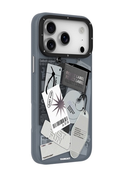 Apple Uyumlu iPhone 17 Pro  Kılıf M-safe Şarj Özellikli Youngkit Different Dimension Serisi Kapak Gri Gri