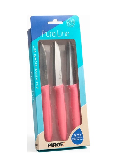 Pirge Pure Line Pembe Meyve Bıçağı Seti 9 Cm 6'lı Pembe