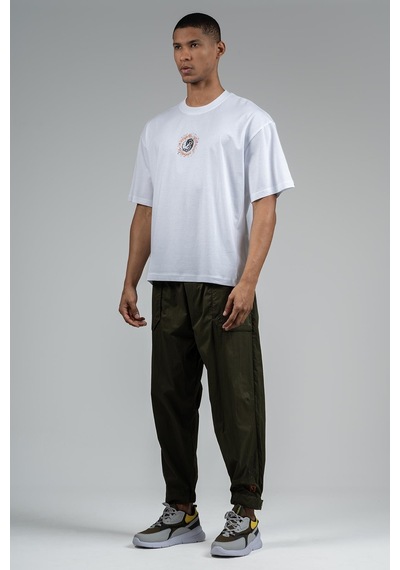 Maraton Sportswear Oversize Erkek Bisiklet Yaka Kısa Kol Basic Beyaz T-shirt 23242-beyaz