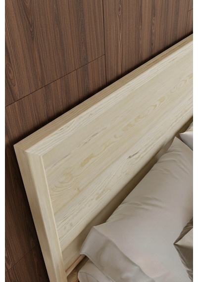 Hüma Yatay Başlıklı Masif Ahşap Karyola Vernik 90x190