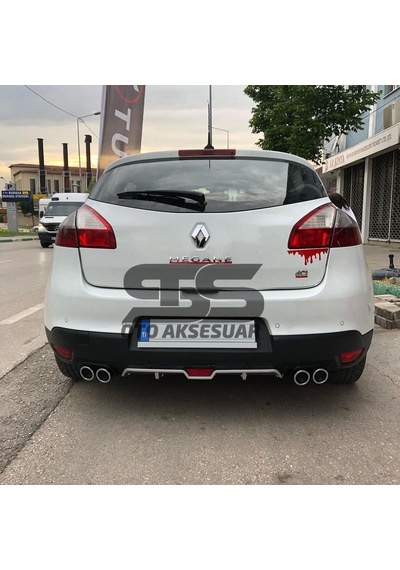 Renault Megane 3 HB Difüzör Arka Tampon Eki 4 Egzoz Çıkışlı Gri