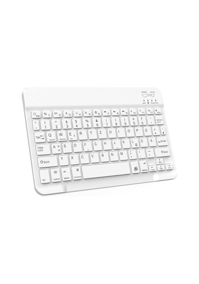 Valkyrie Bluetooth 10 İnç Apple iOS Uyumlu Windows Android Uyumlu Kablosuz Klavye - Türkçe - Şarjlı - Sessiz - Multimedia - Ultra İnce Beyaz Sku: Zeusstk06d99209bf