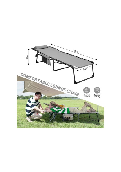 Kingcamp Berlin Classic Comfort Lounge 5 Kademeli Katlanır Şezlong Grey Gri