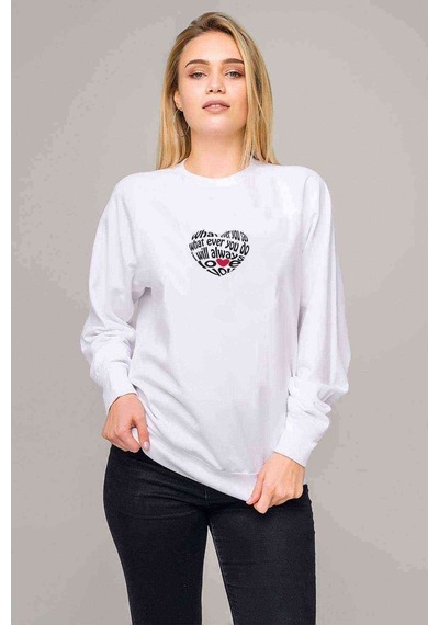 I Wıll Always Love You Baskılı Beyaz Kadın Sweatshirt